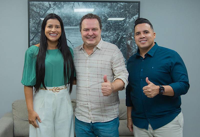 Prefeita Francieli e Rafael Lima buscam recursos para Santo Antônio de Leverger em reunião com Max Russi