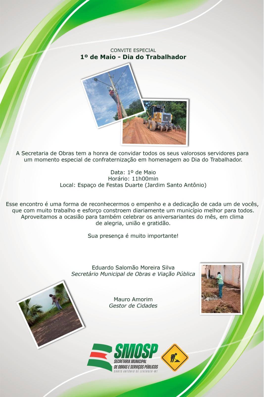 Secretaria de Obras de Santo de Leverger faz confraternização em homenagem a servidores e famílias no feriado