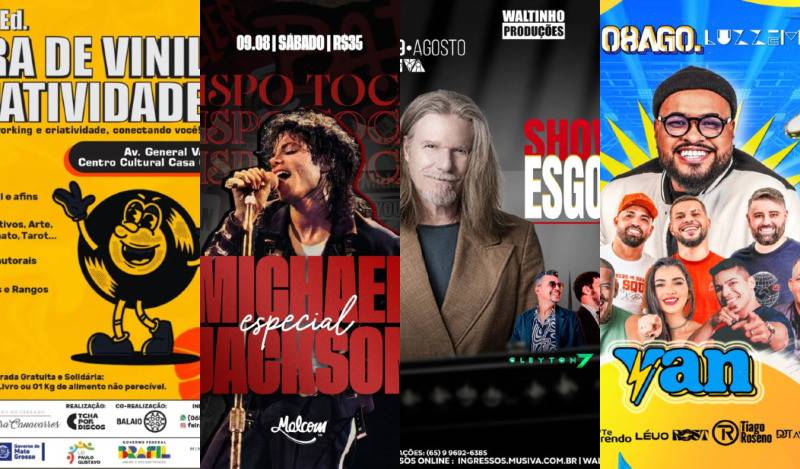 Programação cultural agita Cuiabá com shows, festas e feira de vinil neste fim de semana