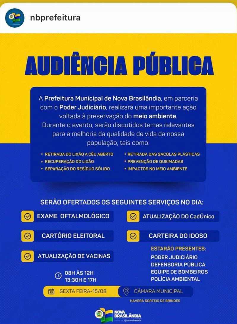 Gestão Toninho e Poder Judiciário realizam audiência pública sobre preservação ambiental e oferta de serviços sociais em Nova Brasilândia