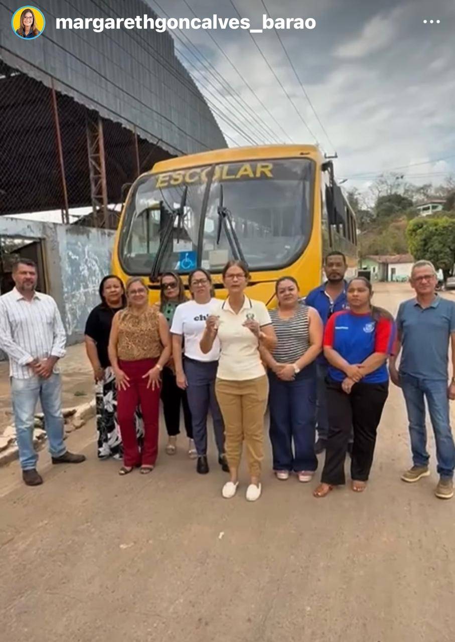 Prefeita Margareth recebe novo ônibus escolar para reforçar transporte em Barão de Melgaço;<VIDEO> 