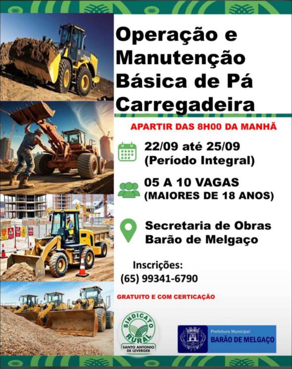 Senar e Prefeitura promovem curso para operadores de máquinas pesadas