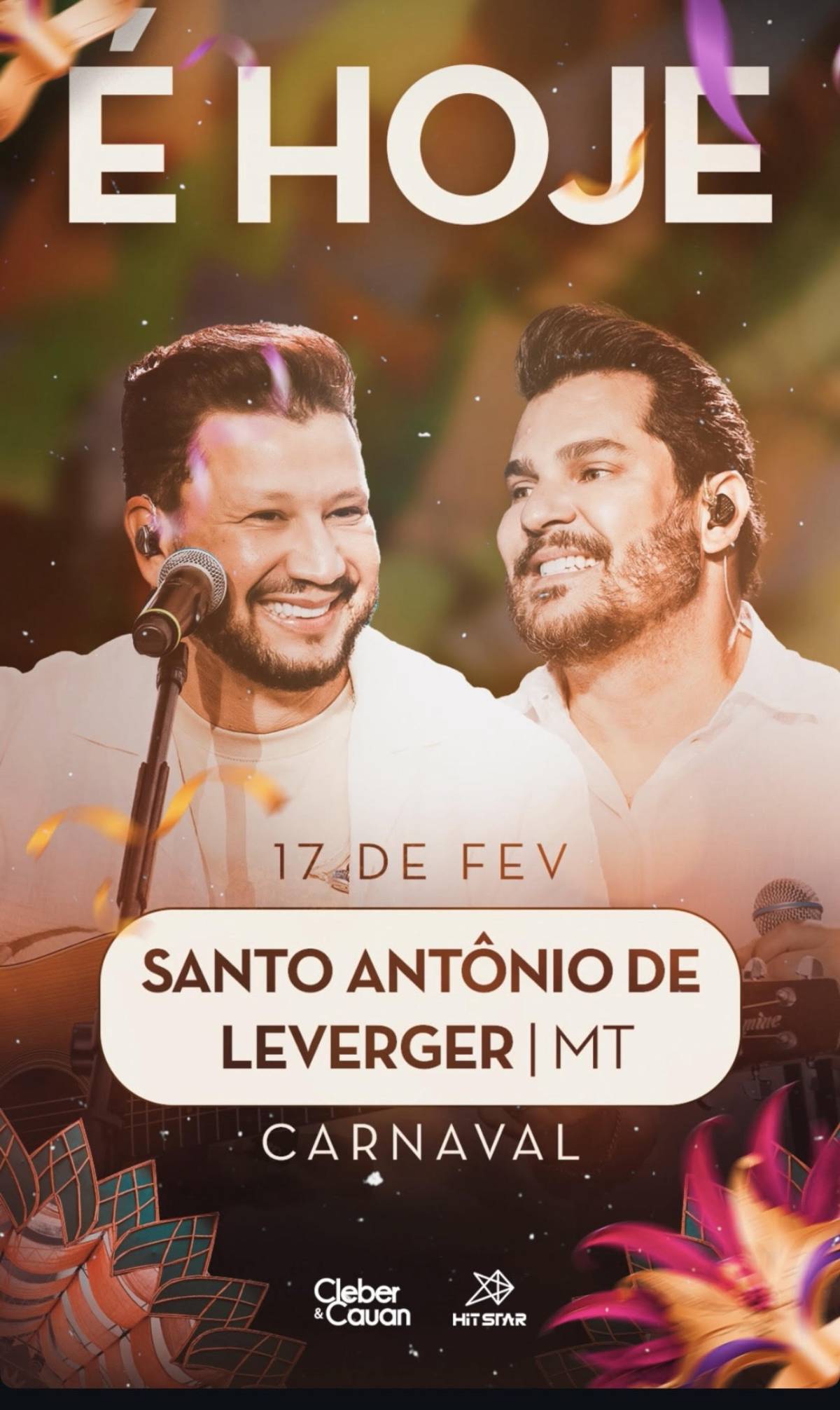 Cleber & Cauan são atração mais aguardada e prometem lotar Leverger no último dia de Carnaval