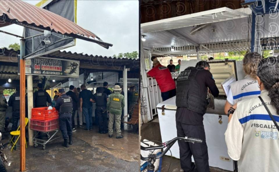 Forças de segurança apreendem peixes e interditam comércios no bairro Praeirinho