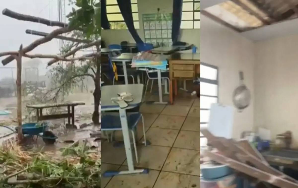 Prefeitura decreta emergência por seis meses após vendaval atingir casas e escola