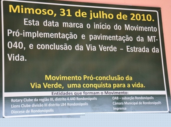 Projeto de pavimentação da MT 040 mobiliza autoridades e Rotary