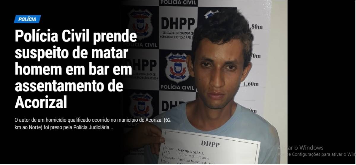 Polícia Civil prende suspeito de matar homem em bar em assentamento de Acorizal