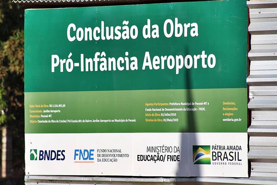 Prefeitura de Poconé retoma obras de construção da creche pró-infância no Jardim Aeroporto