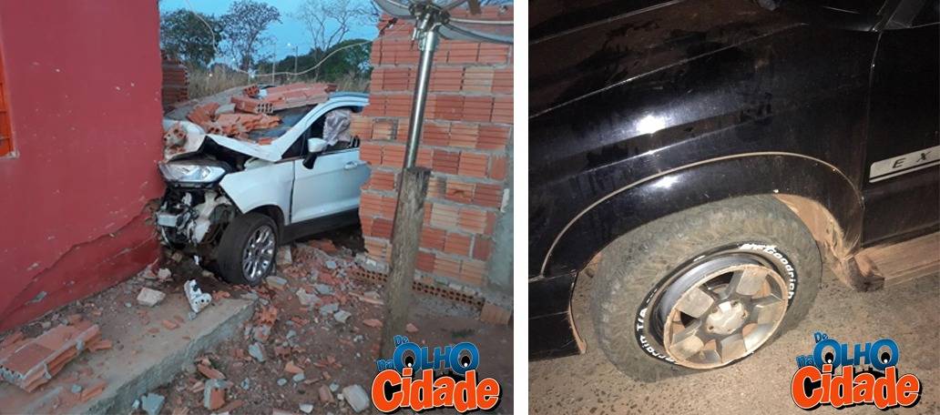 Rapaz perde controle da direção e bate veículo em residência no bairro Cruz Preta em Poconé