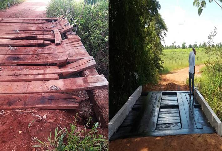 Prefeitura recupera ponte na estrada entre as comunidades de Cristal e Figueiral