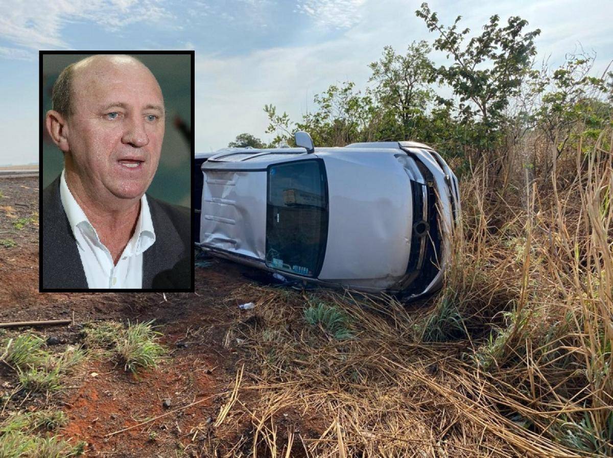 Sob chuvarada, caminhonete do deputado Neri Geller capota 3 vezes na BR-364