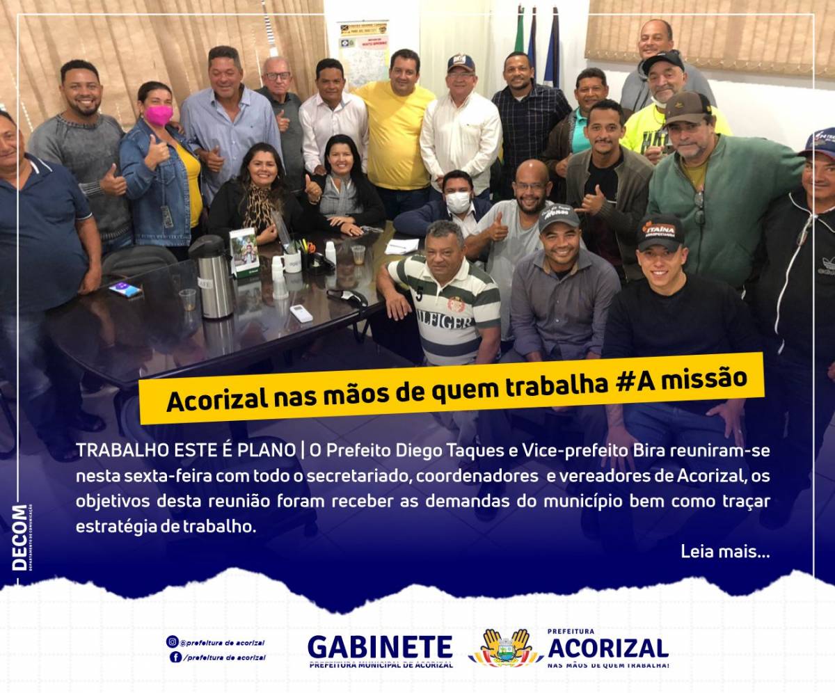 Prefeito Diego Taques reúne com secretariado, assessores e vereadores da sua base para traçar estratégia para sua gestão 