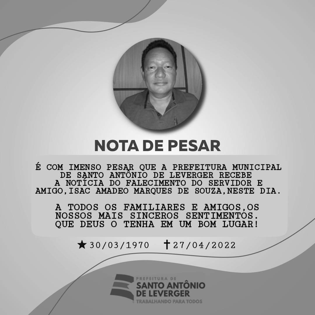 Prefeita e presidente da câmara emitem Nota de Pesar pelo falecimento do servidor Isac Amadeo