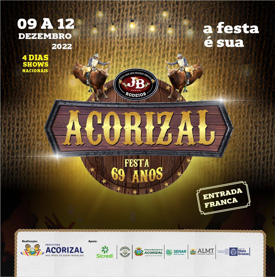 Acorizal realiza festa de aniversário com quatro dias de shows nacionais, atrações regionais, rodeio e um grande Show Pirotécnico 