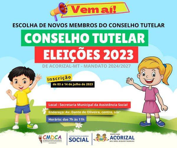 Acorizal abre inscrições para renovação de membros do Conselho Tutelar