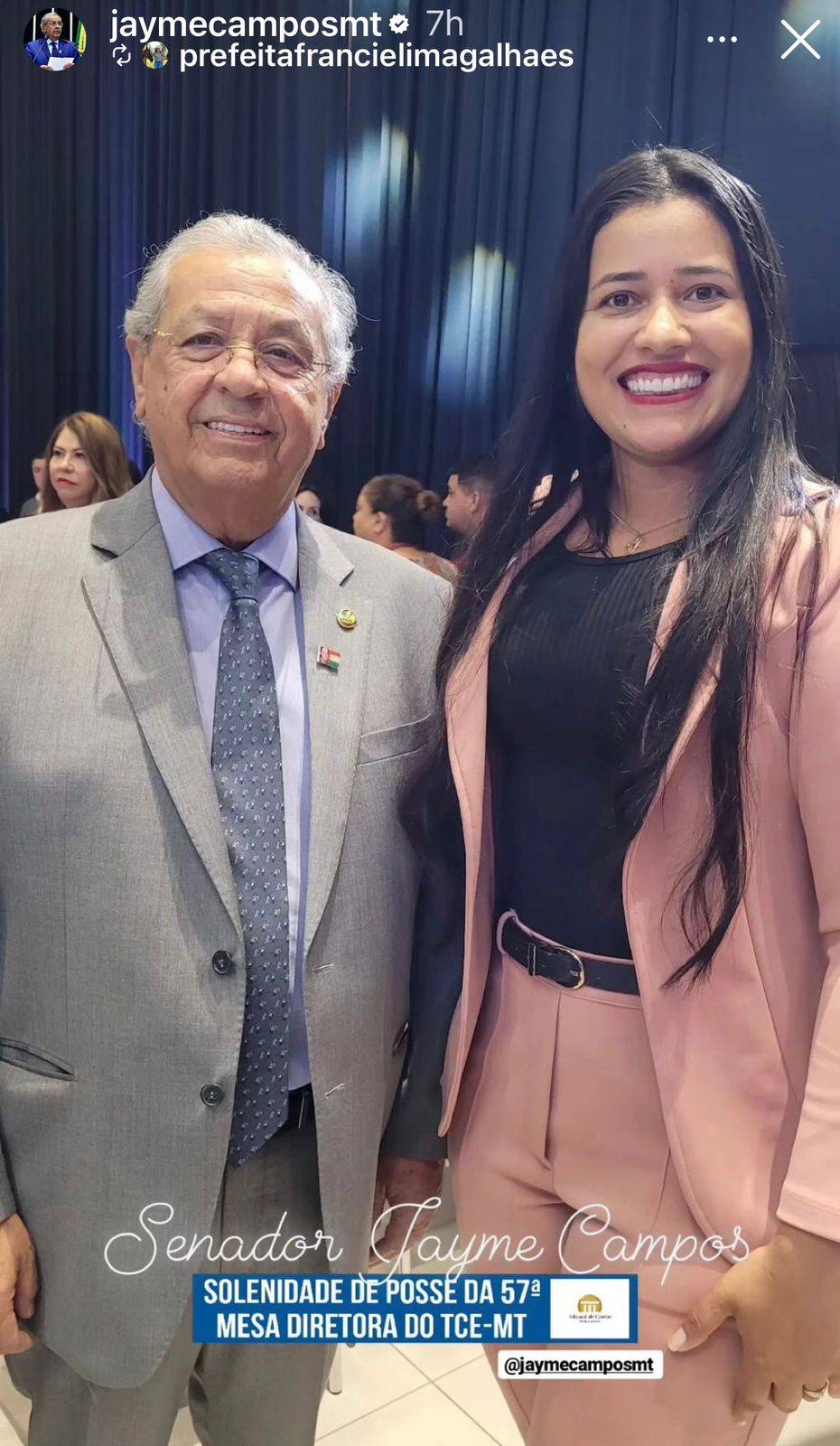 Prefeita Francieli marca presença na posse da nova diretoria do TCE-MT
