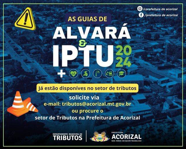 Prefeitura de Acorizal-MT disponibiliza Guias do Alvará 2024