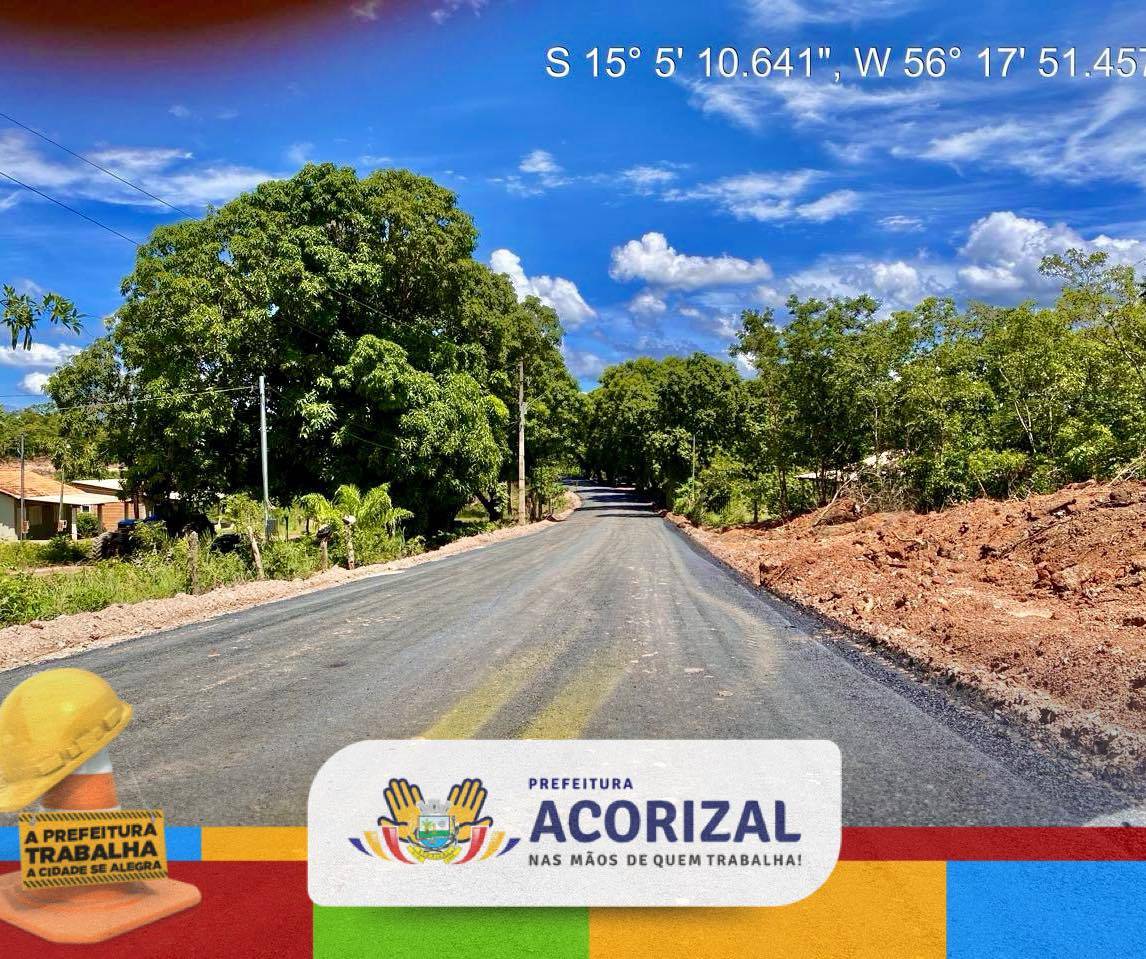 Obras de pavimentação asfáltica estão em andamento na comunidade Córrego Fundo, em Acorizal.