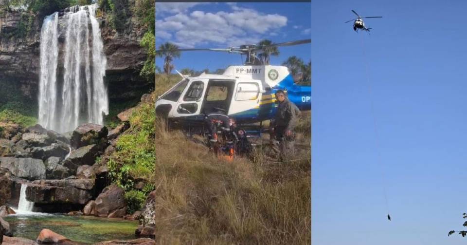 Praticante de rapel cai de cabeça em rochas e morre em cachoeira Rancho Queimado